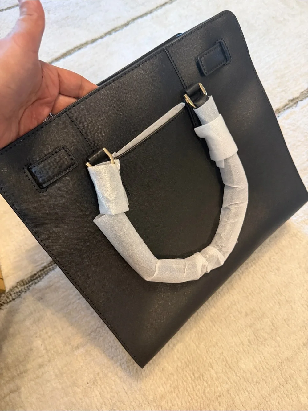 Michael Kors Black Saffiano Leather Tote with Gold Logo